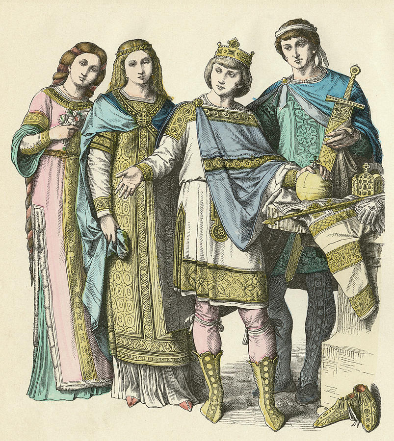 Frankish Nobles - A King, A High Drawing by Mary Evans Picture Library ...