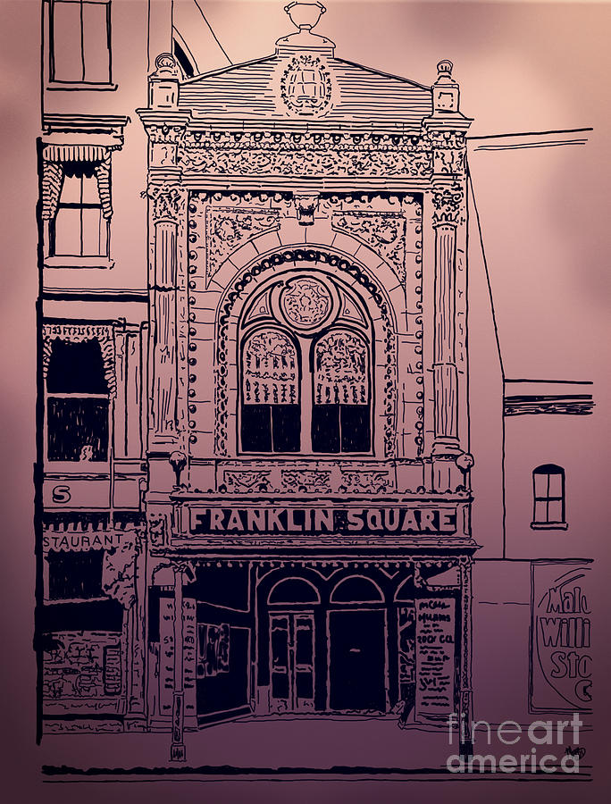 Franklin Square Theatre Drawing by Megan Dirsa-DuBois