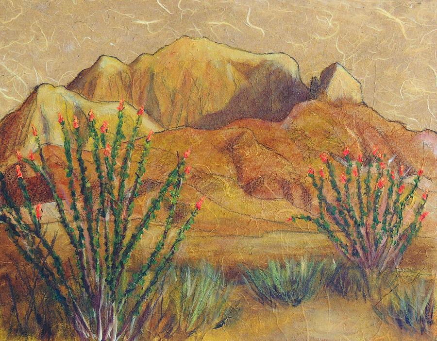 Franklins and Ocotillo Painting by Candy Mayer