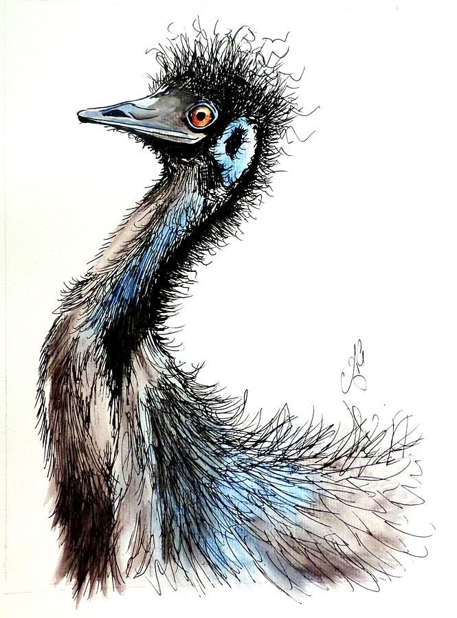 Emu Painting - Frankly, my dear I dont give a damn  by Anne Gardner