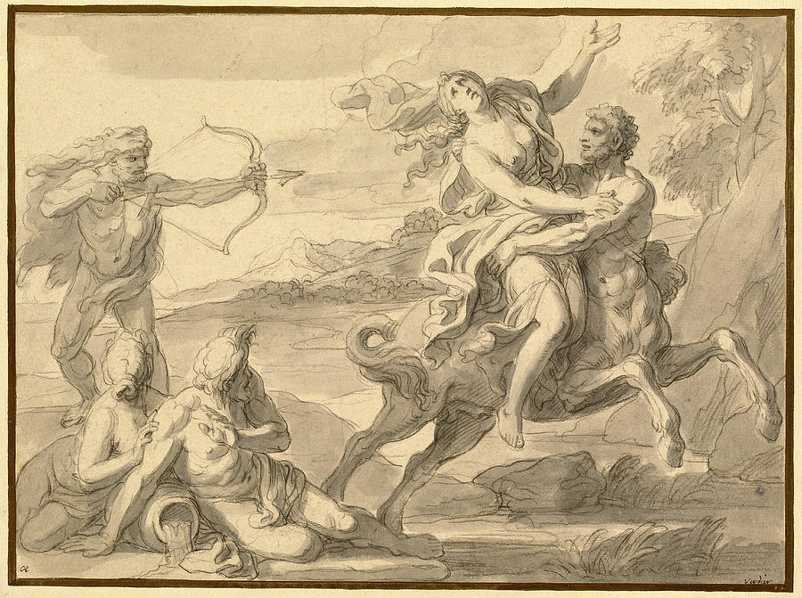 François Verdier, The Rape Of Deianira, French. is a drawing by Quint Lox w...