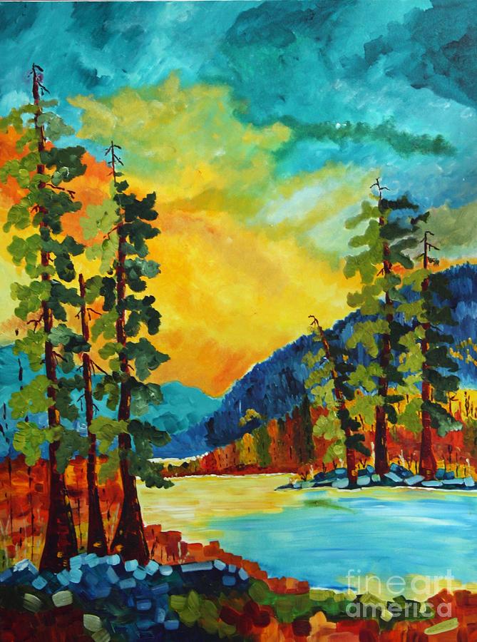 Fraser River - Fading Light Painting by Maureen Janssens