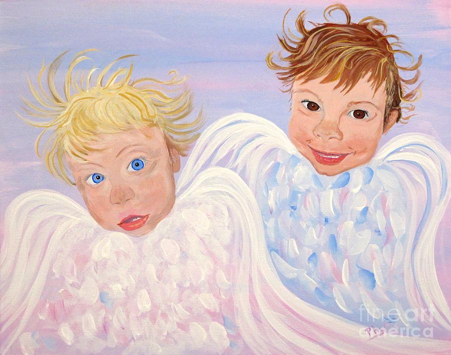 Little Angels Painting - Mischief Personified  by Phyllis Kaltenbach