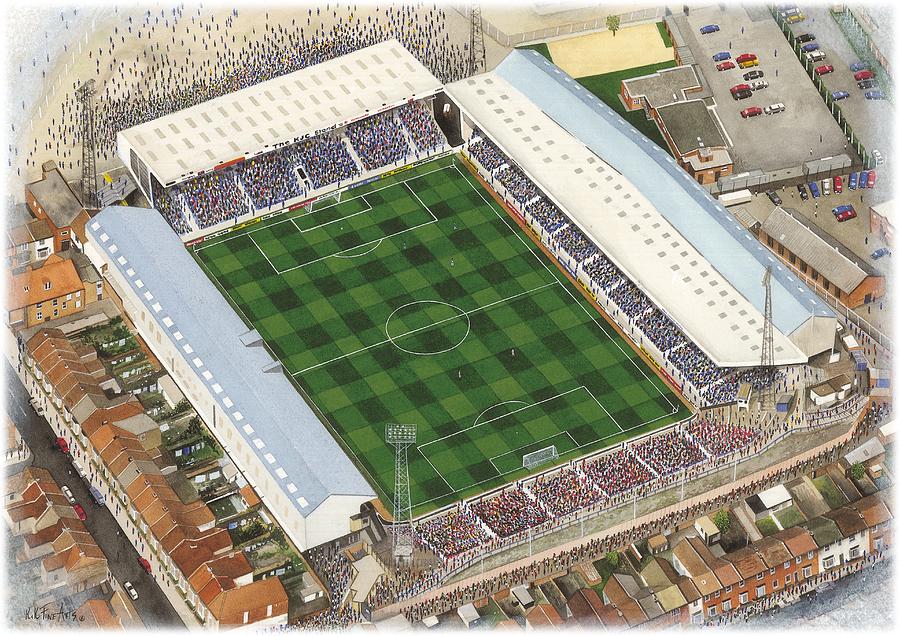 Football Painting - Fratton Park - Portsmouth by Kevin Fletcher