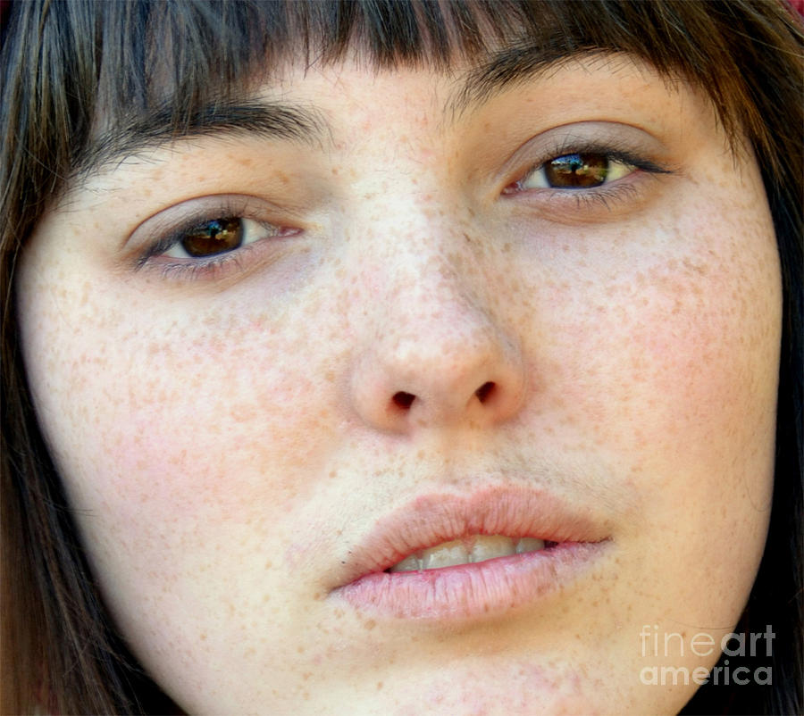 San Francisco Photograph - Freckle Faced Beauty Model closeup by Jim Fitzpatrick