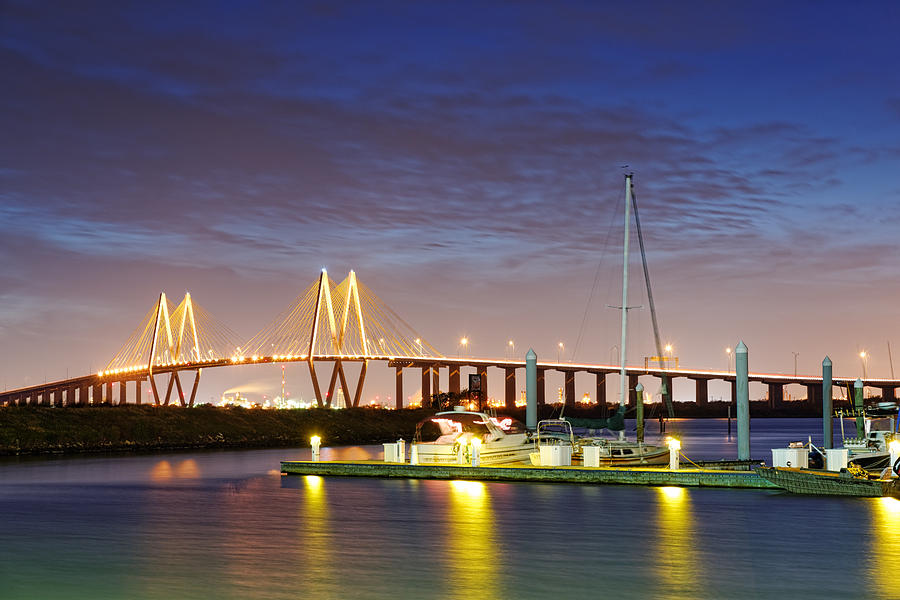 Fred Hartman Bridge From Bayland Marina - Houston Texas Photograph