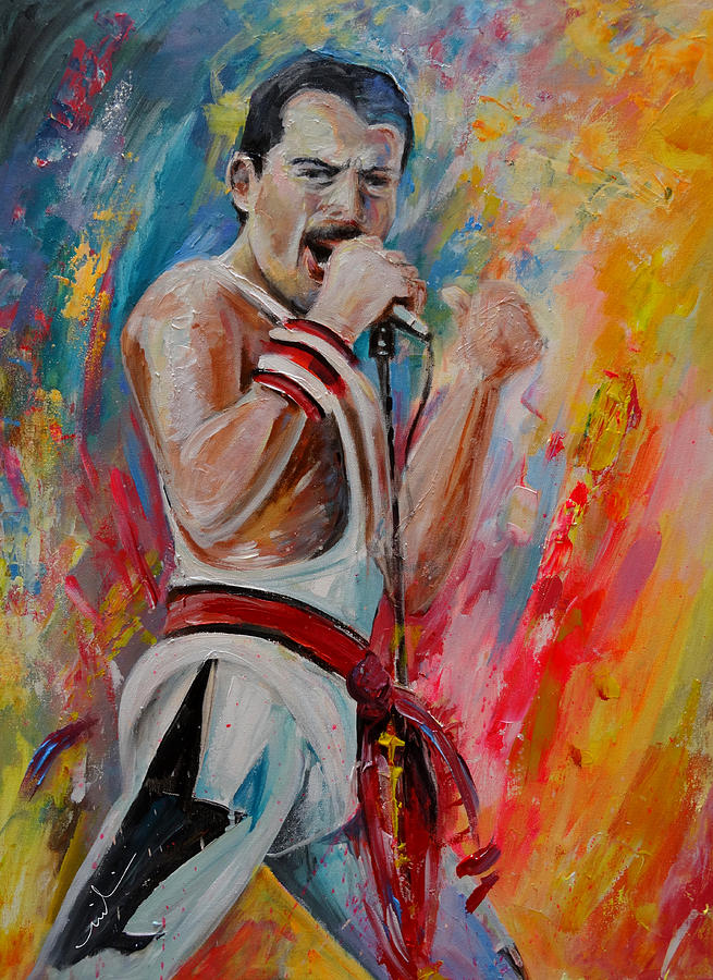 Music Painting - Freddie Mercury 03 by Miki De Goodaboom