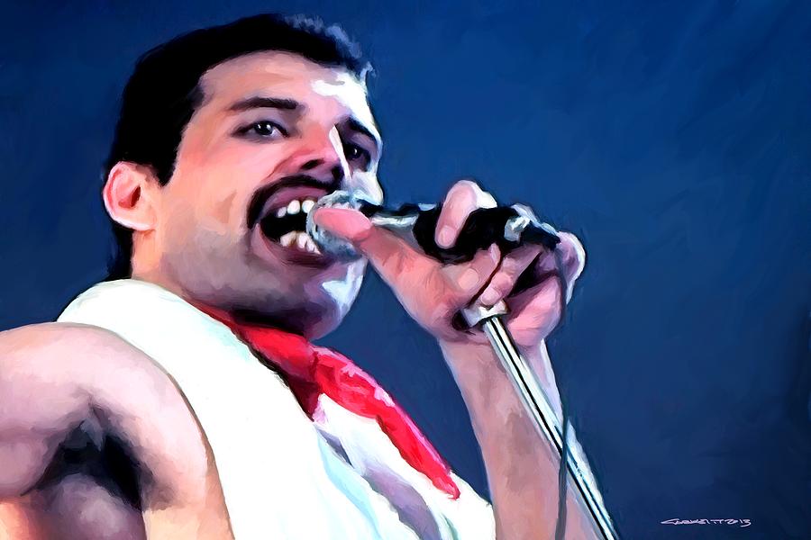 Queen Digital Art - Freddie Mercury performance We will rock you - Queen Series by Gabriel T Toro