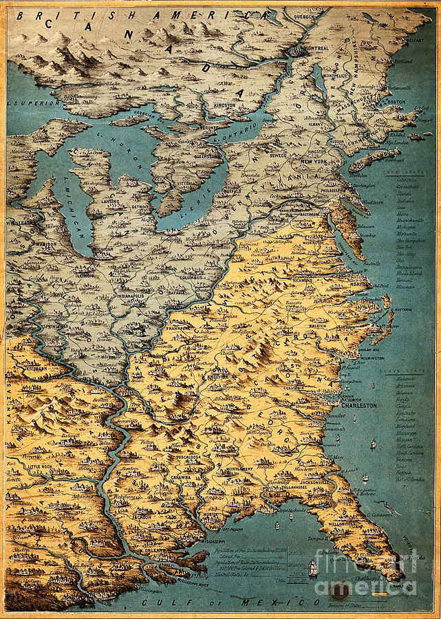 Free And Slave States Of America, C Photograph by Wellcome Images