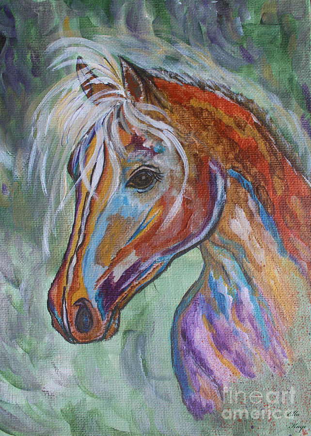 Free As The Wind - Horse Abstract Painting Painting by Ella Kaye Dickey