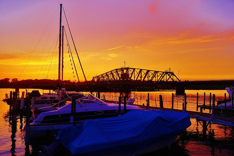 Sunset Photograph - Free Bridge and The Boat Club by Daniel Thompson