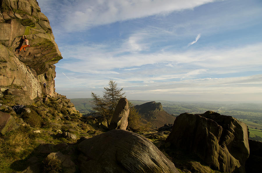 Free climbing in the Roaches Photograph by Pete Hemington
