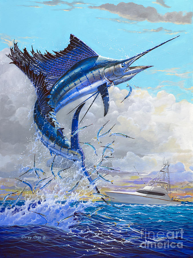 Swordfish Painting - Free Jumper Off00152 by Carey Chen