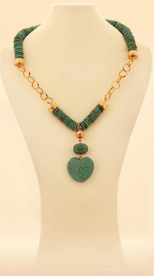 Christmas Jewelry - FREE SHIPPING a Combination of turquoise necklace and gold chain by Batya Salomon