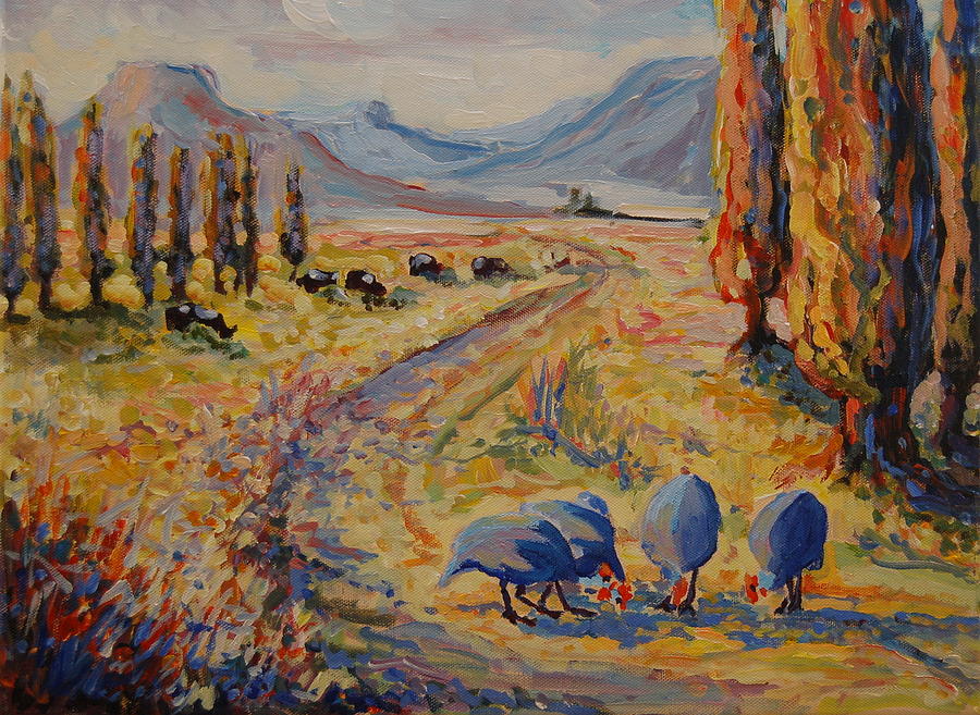 Guinea Fowl with Hills viii Painting by Thomas Bertram POOLE