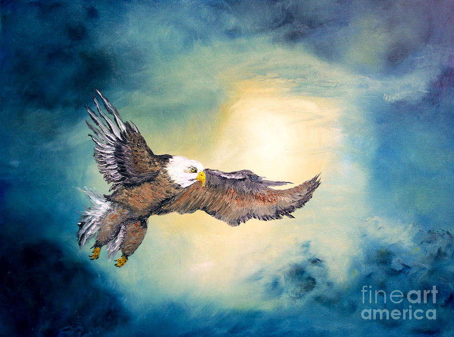 Eagle Painting - Freedom Flyer by Ayasha Loya