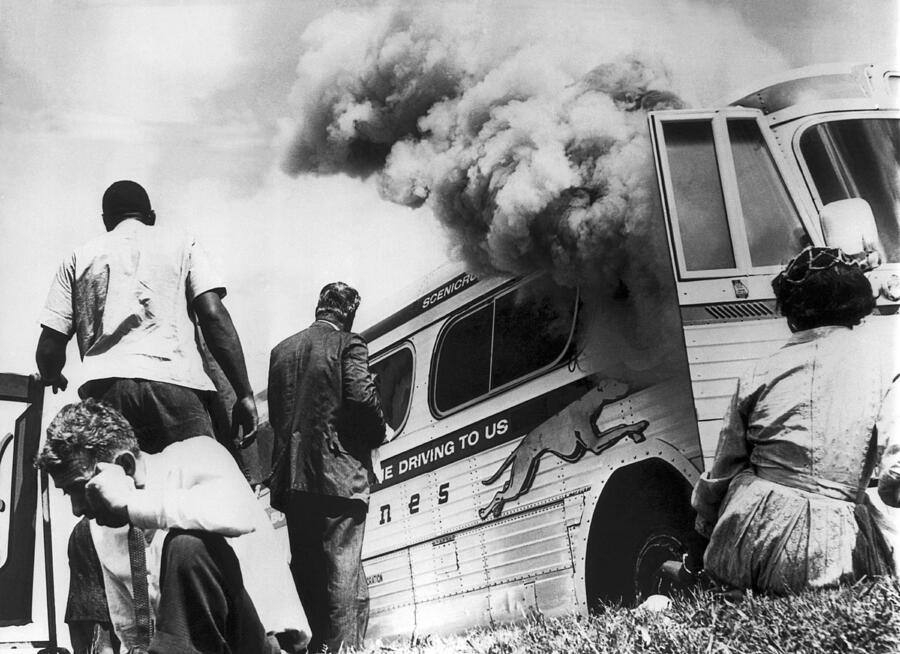 Freedom Riders Bus Burned Photograph by Underwood Archives