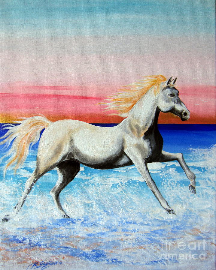 Freedom white horse Painting by Roberto Gagliardi