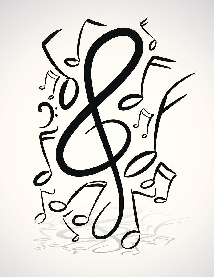 Freehand Music Notes Illustration Drawing by Susaro