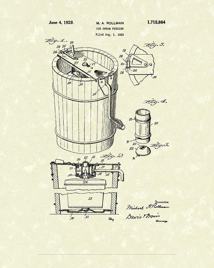 Freezer 1929 Patent Art Drawing by Prior Art Design