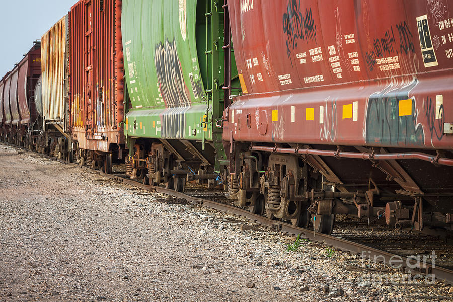 Freight Train Cars on Tracks Photograph by Bryan Mullennix