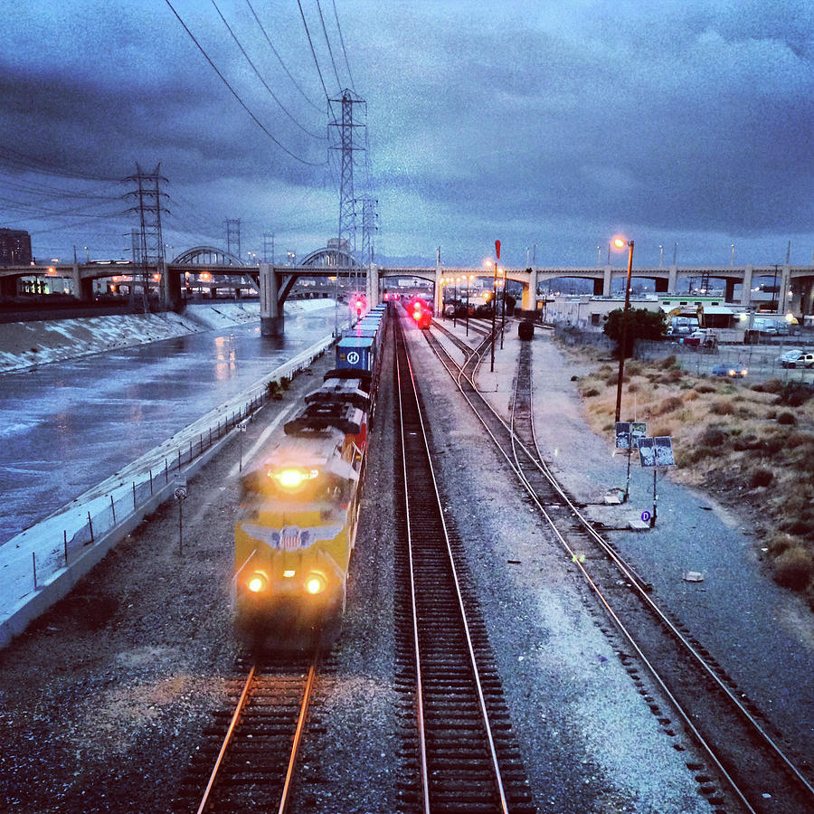 Freight Train On Los Angeles River Photograph by Hal Bergman Photography