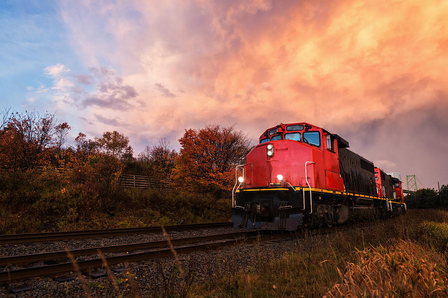 Freight Train Sunset Photograph by Shaunl