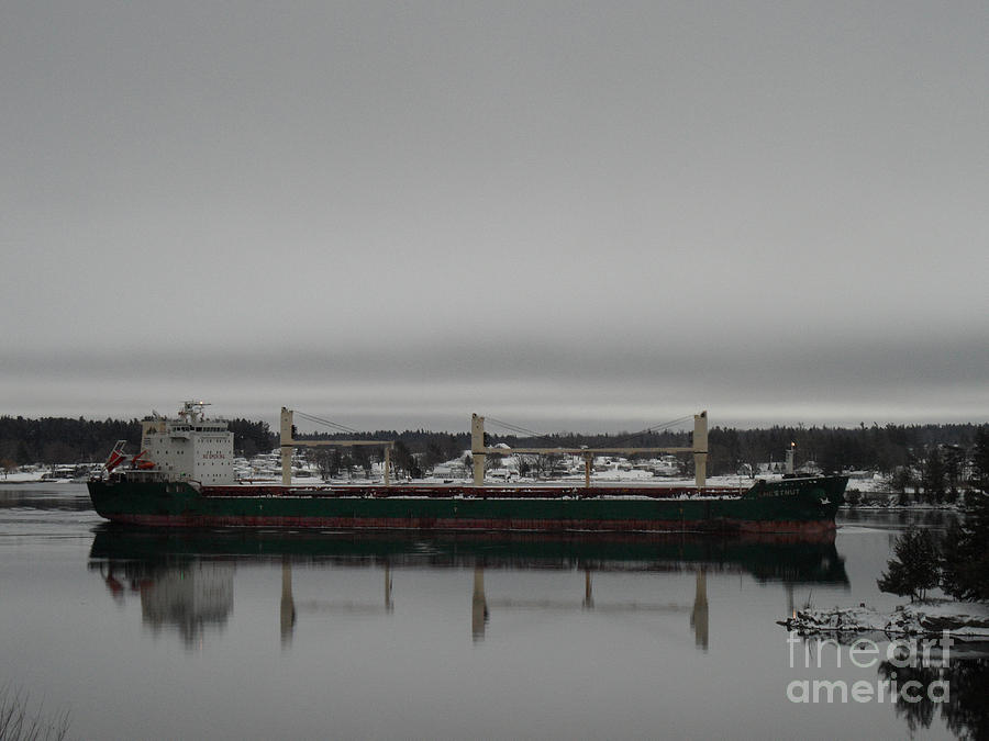 Freighter Morning Reflections Photograph by Robert P Hedden