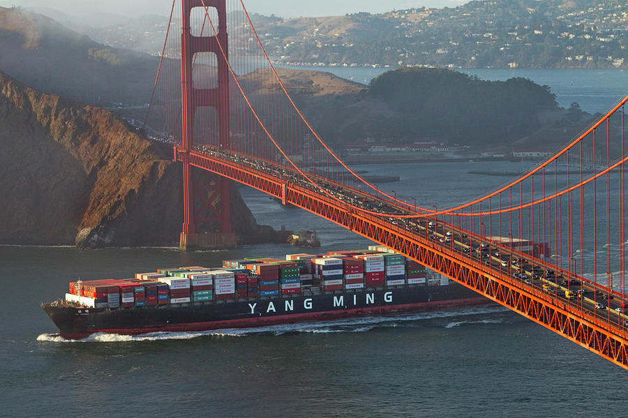Freighter Sailing Under Golden Gate Photograph by Peter Essick Freighter Sailing Under Golden Gate Photograph by Peter Essick