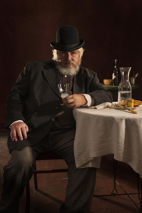 Faa Photograph - Frenach Man with Absinthe and Cheese by Damian Hevia