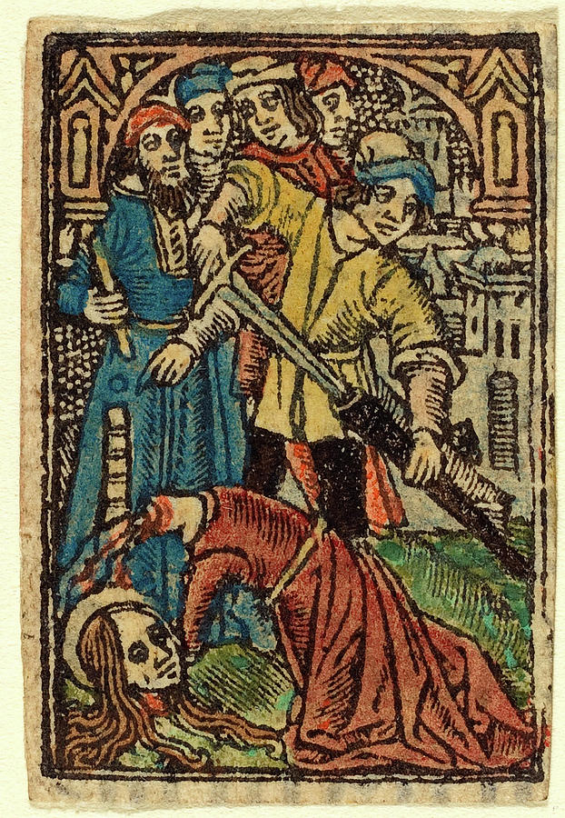 French 15th Century, Beheading Of Saint Catherine Drawing by Litz