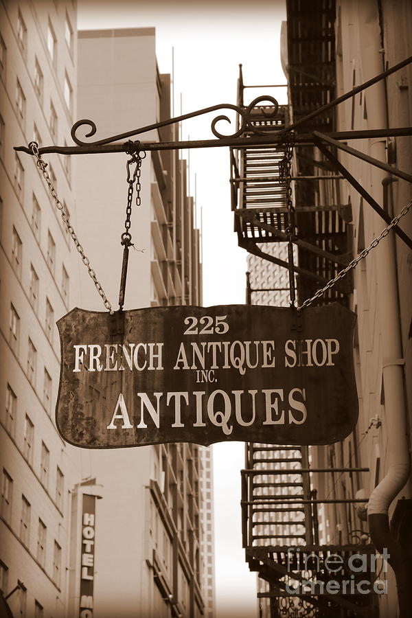 French Antique Shop Sign - Sepia Photograph by Carol Groenen