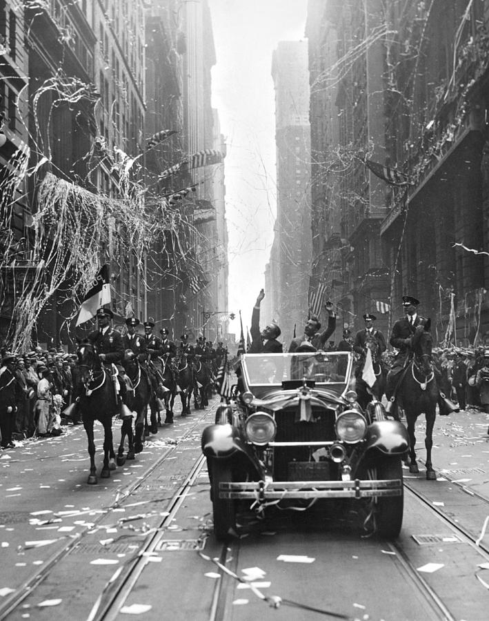 Broadway Photograph - French Aviators NY Parade by Underwood Archives