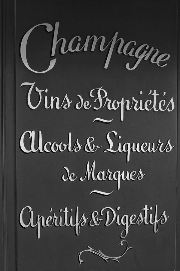 French Bar Sign in Mono Photograph by Georgia Clare