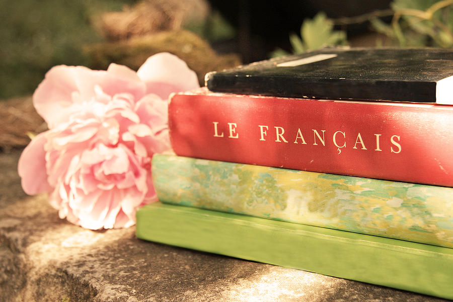 French Books and Peony Photograph by Brooke T Ryan