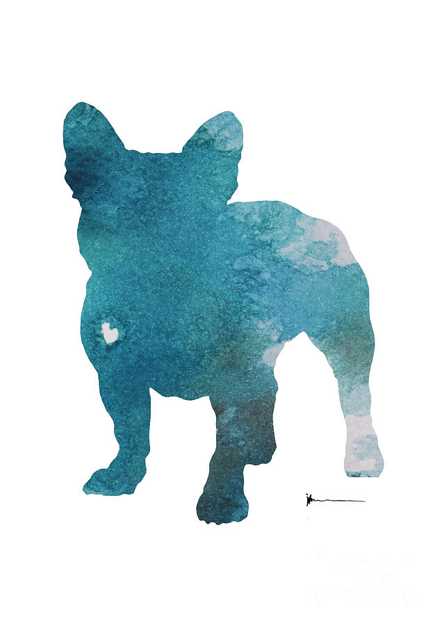 Dog Painting - French bulldog watercolor art print painting silhouette by Joanna Szmerdt