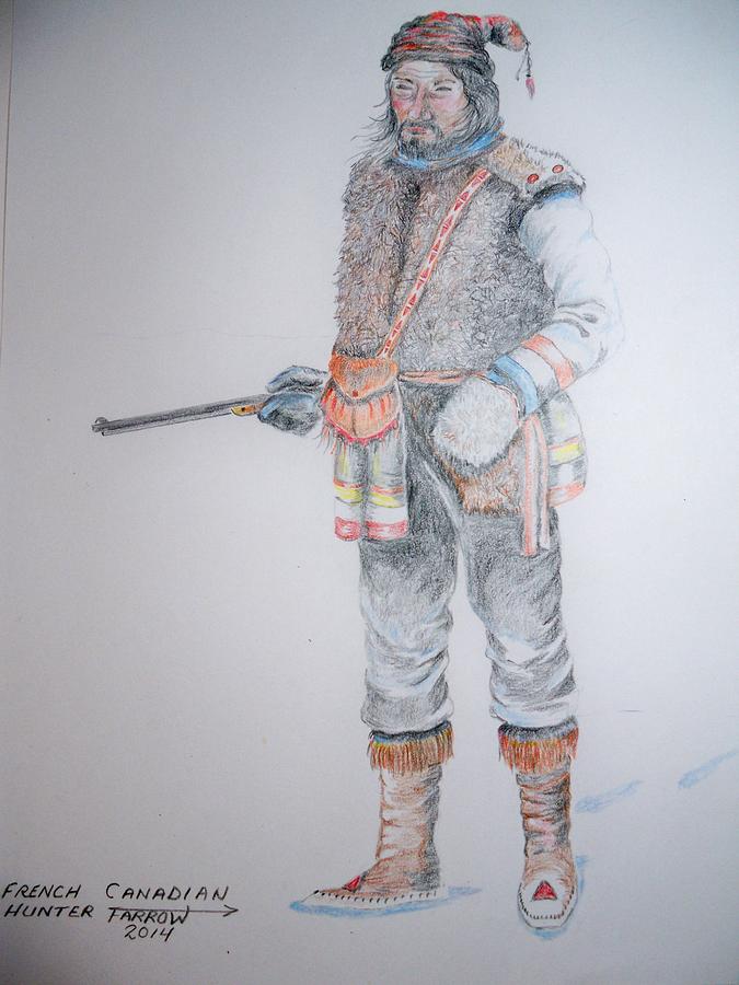 French Canadian Hunter Drawing by Dave Farrow