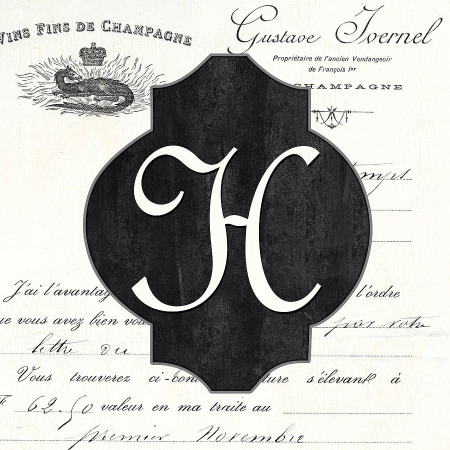 French Champagne Monogram Painting
