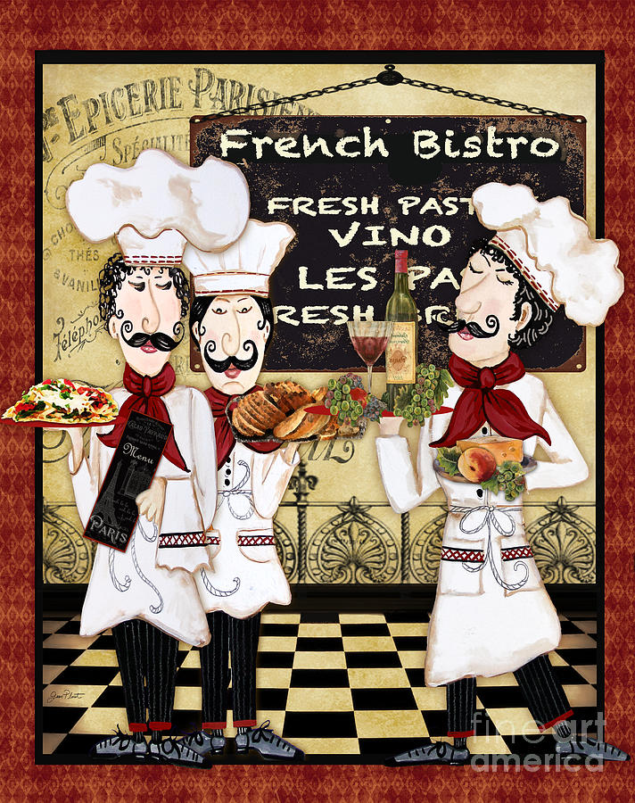 French Chefs-Bistro Painting by Jean Plout
