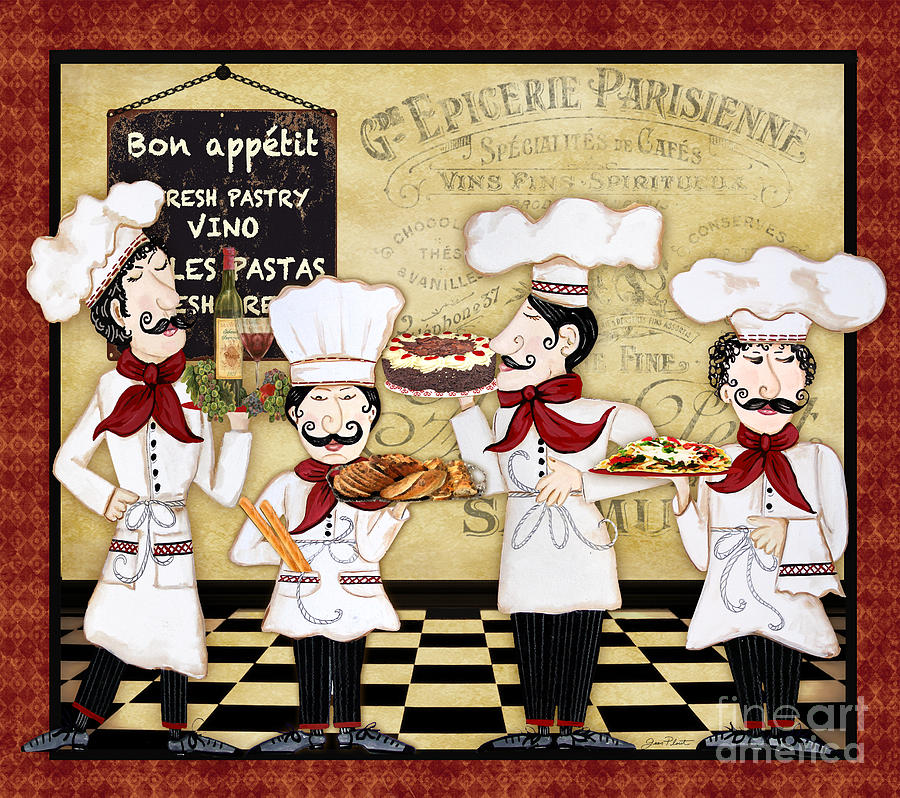 French Chefs-Bon Appetit Painting by Jean Plout