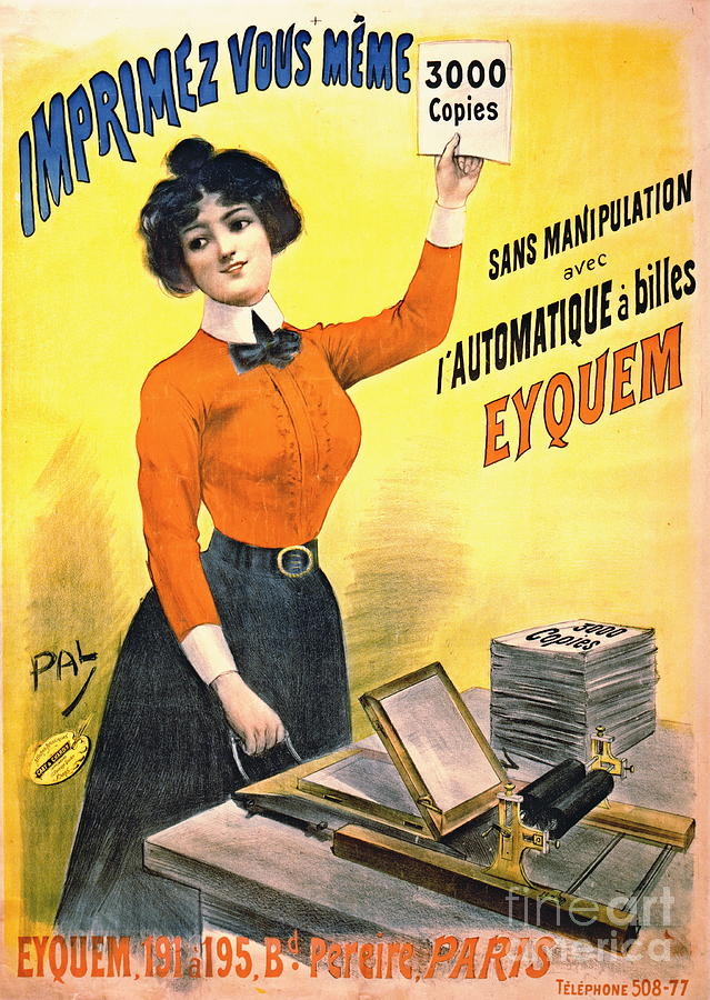 Vintage Ads Photograph - French Copier Ad 1899 by Padre Art