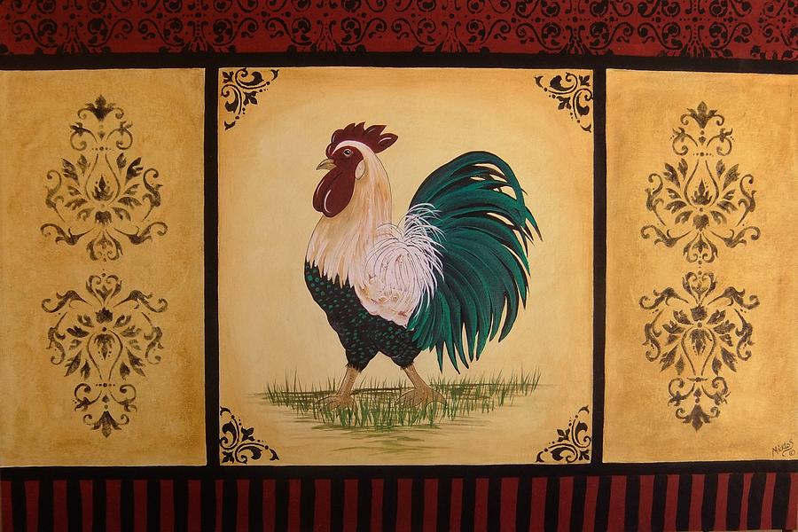 French Country Rooster Painting by Cindy Micklos