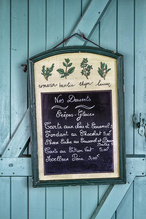 French Dessert Menu on Door Photograph by Georgia Clare