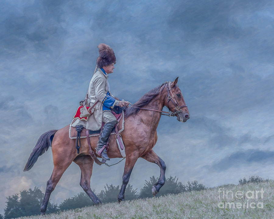 French Officer on Horse Grand Encampment  Digital Art by Randy Steele