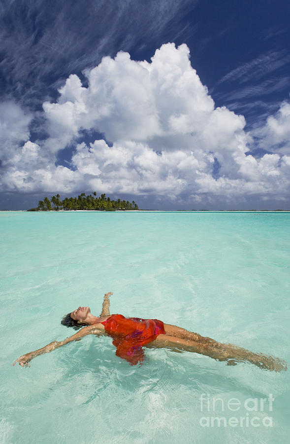 Summer Photograph - French Polynesia Woman floating by M Swiet Productions