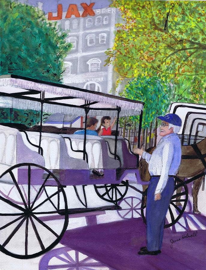 New Orleans Painting - French Quarter Buggy Tour by June Holwell