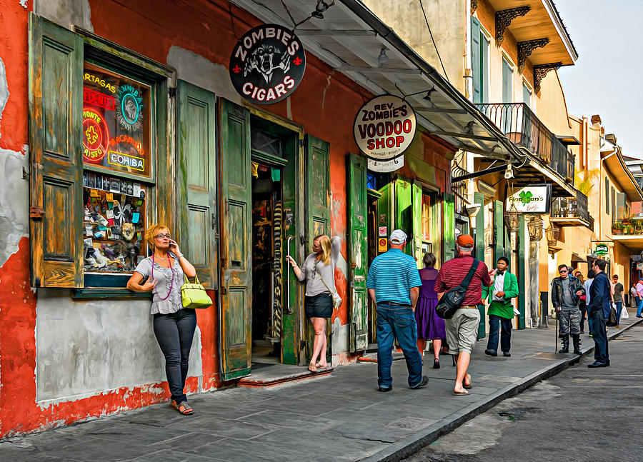 New Orleans Photograph - French Quarter - People Watching  oil by Steve Harrington