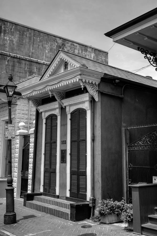 French Quarter Shotgun in Black and White Photograph by Greg and Chrystal Mimbs