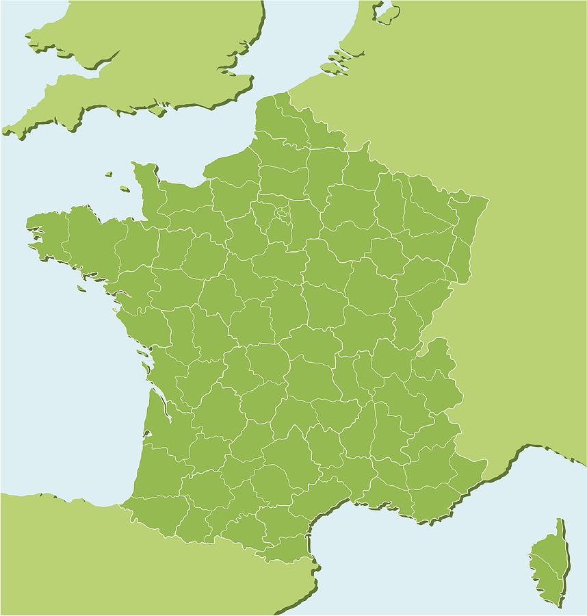 French regional map two Drawing by Johnwoodcock
