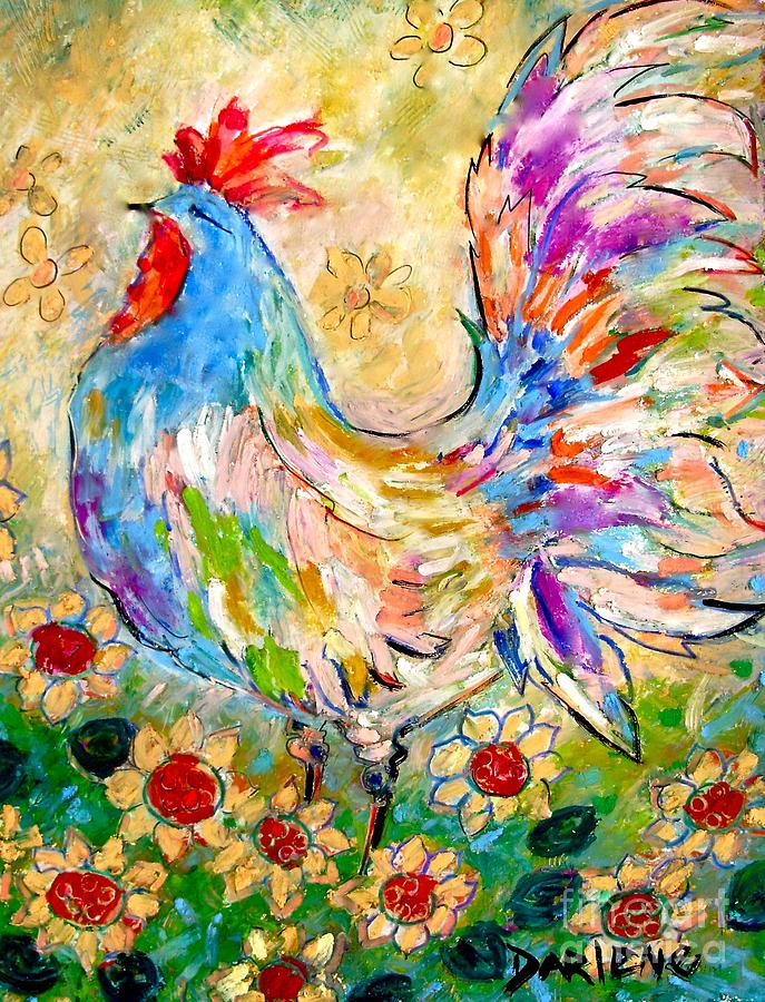 French Riviera Rooster Painting by Darlene BEVILL